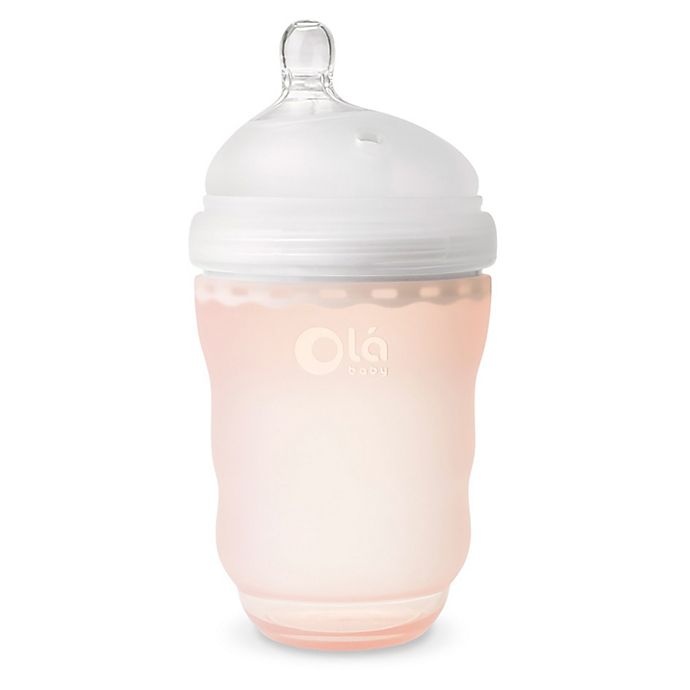 slide 1 of 2, Olababy GentleBottle Silicone Wide-Neck Bottle - Coral, 8 fl oz