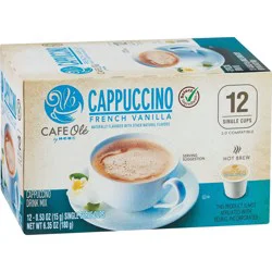 H-E-B Cafe Ole French Vanilla Cappuccino Single Serve Coffee Cups - 12 ct
