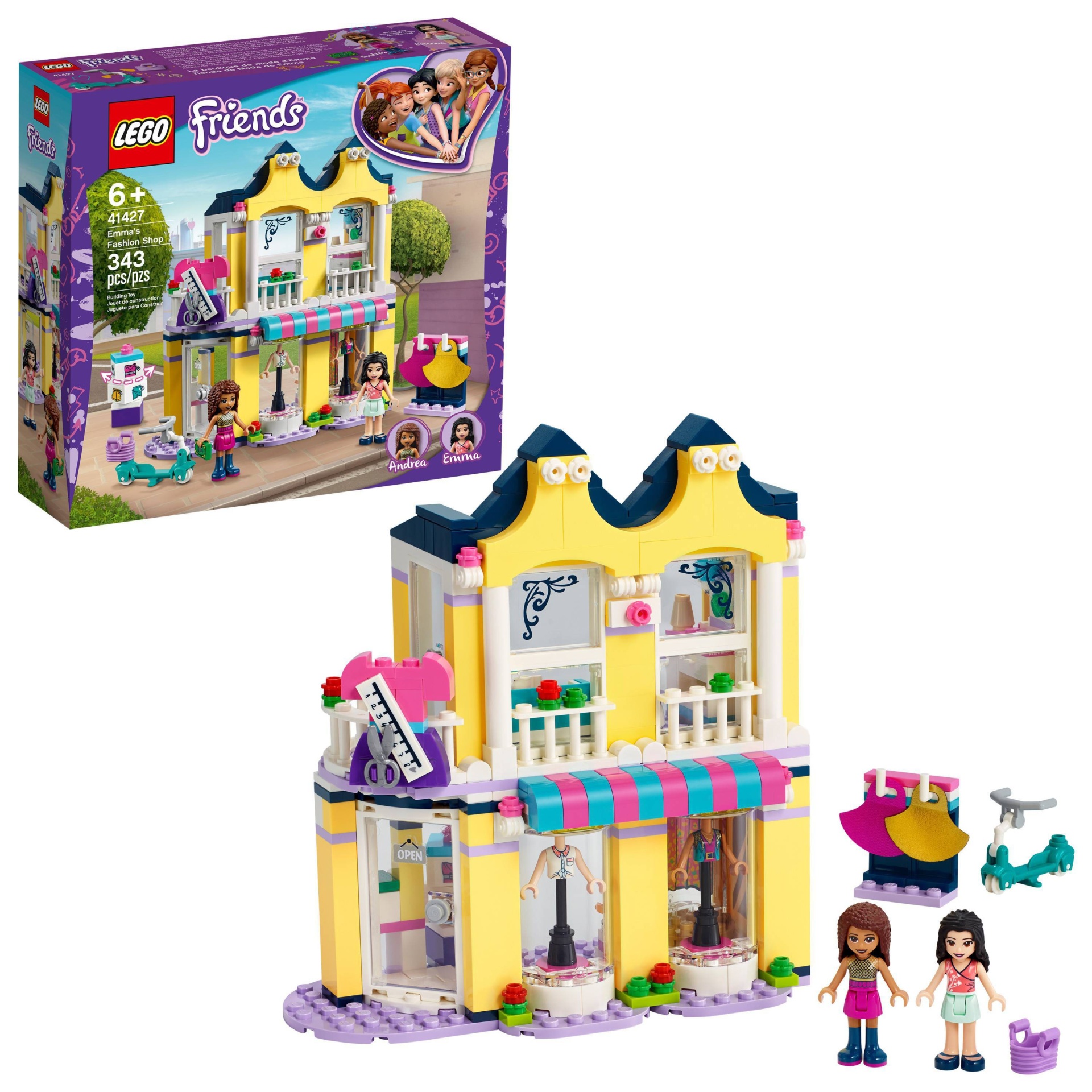 slide 1 of 7, LEGO Friends Emma's Fashion Shop Building Toy for Kids Comes with Fashion Designer Mini-Dolls 41427, 1 ct