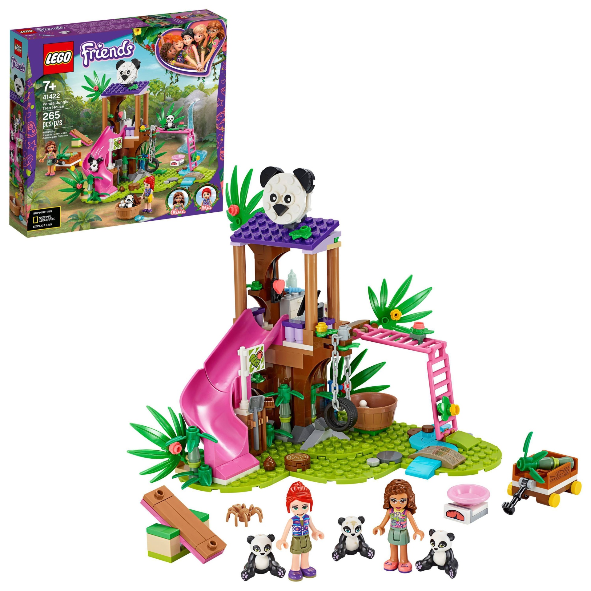 slide 1 of 7, LEGO Friends Panda Jungle Tree House Set Features a Slide and 3 Panda Toys 41422, 1 ct