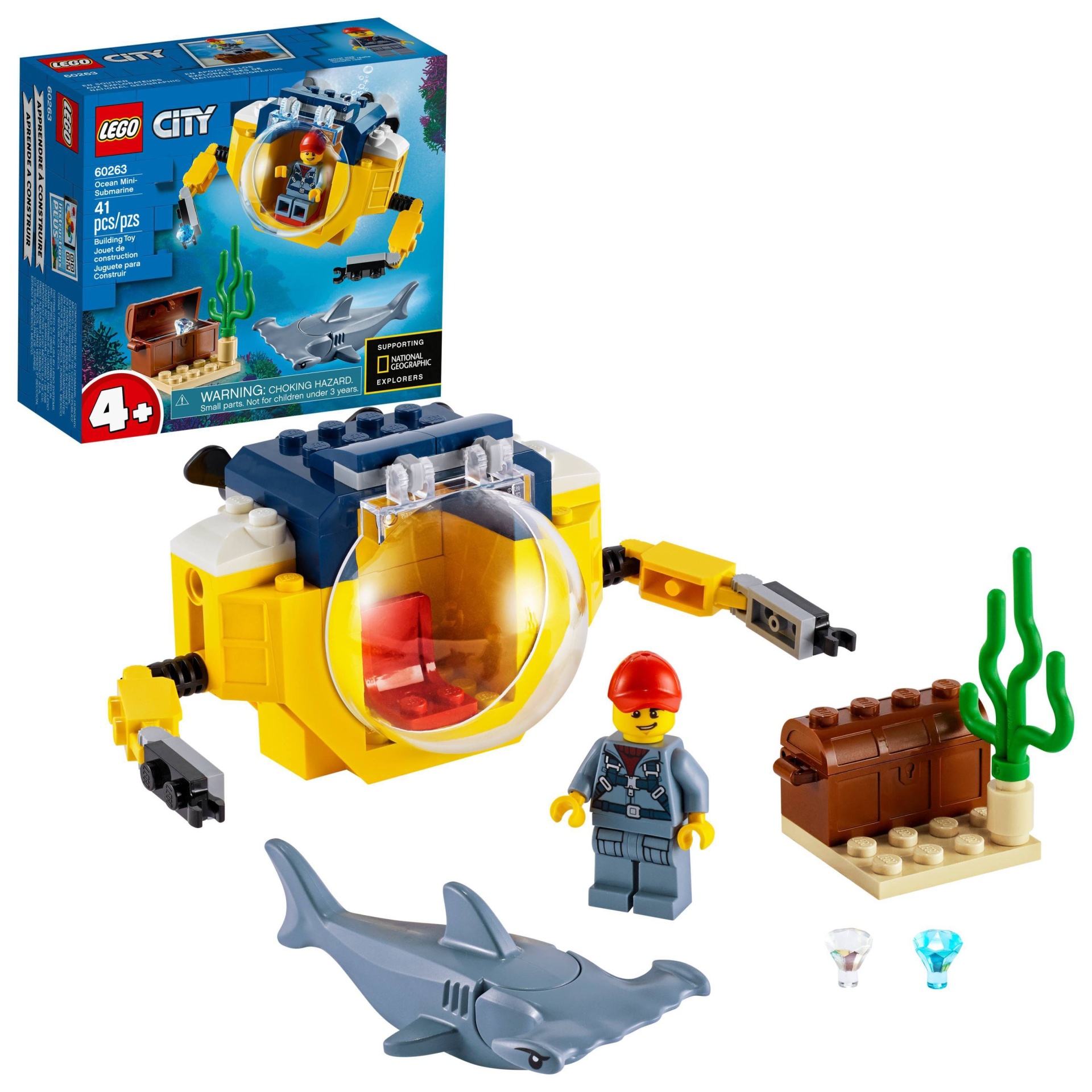 slide 1 of 7, LEGO City Ocean Mini-Submarine Playset, Cool Toys for Kids 60263, 1 ct