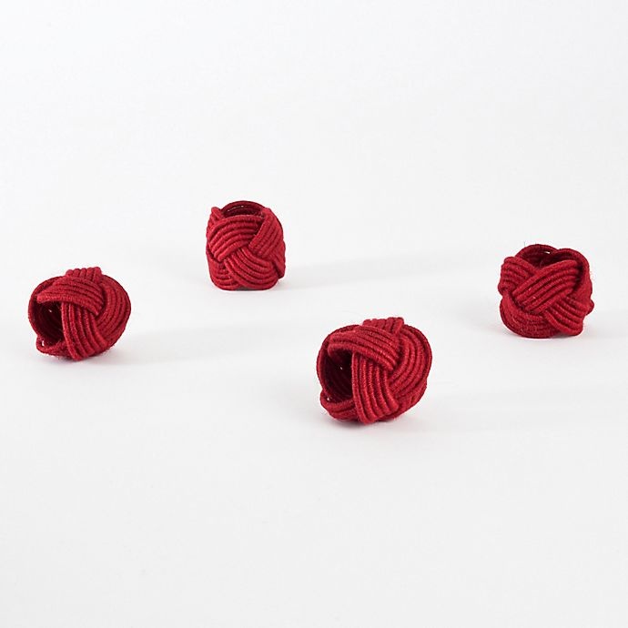 slide 2 of 4, Saro Lifestyle Braided Jute Napkin Rings - Red, 4 ct