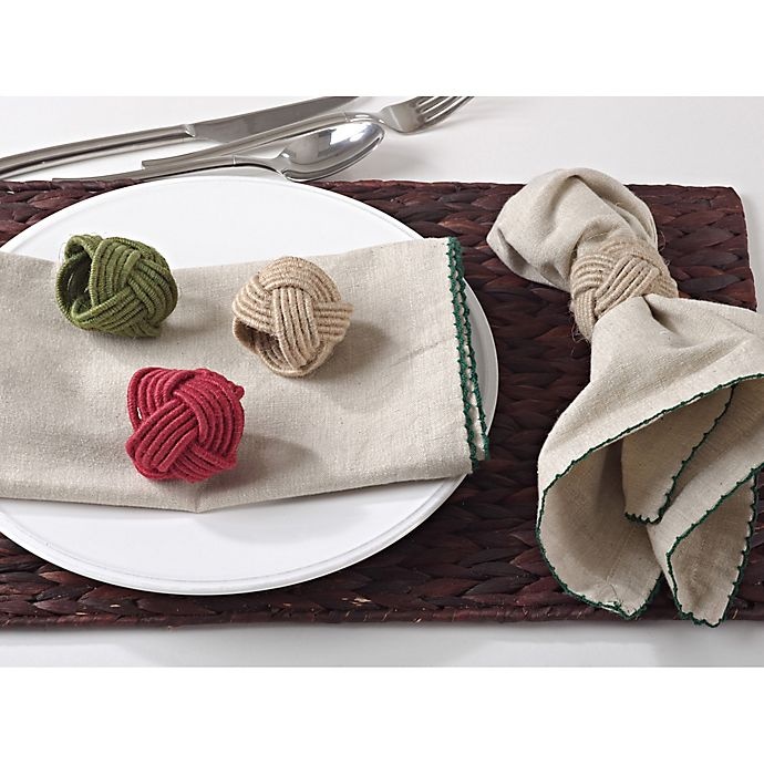 slide 4 of 4, Saro Lifestyle Braided Jute Napkin Rings - Red, 4 ct