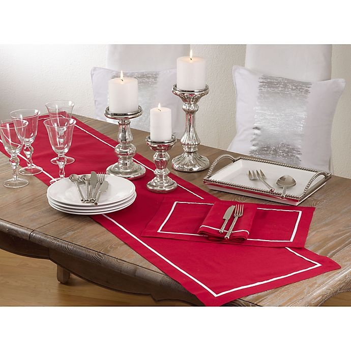 slide 2 of 2, Saro Lifestyle Clancy Classic Napkins - Red, 4 ct