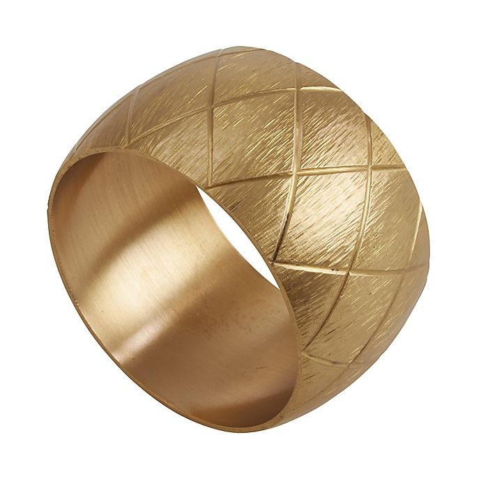 slide 3 of 3, Saro Lifestyle Harlequin Napkin Rings - Gold, 4 ct