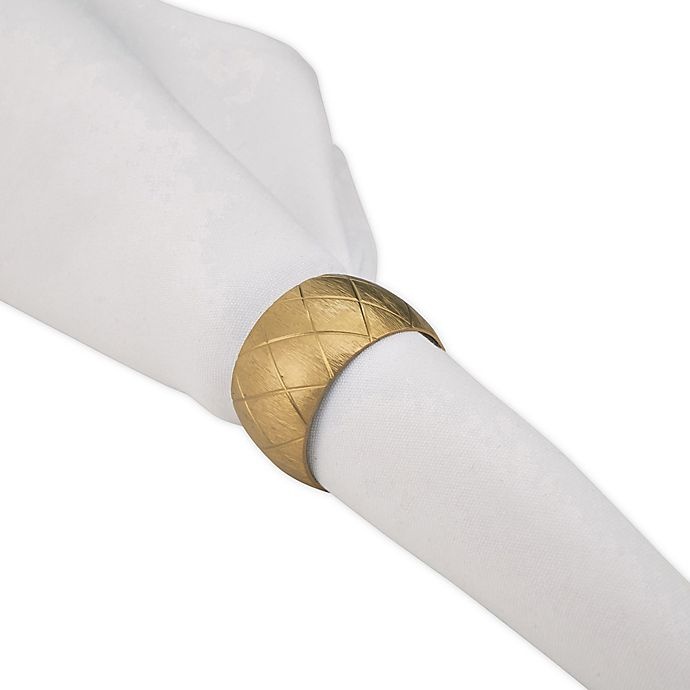 slide 1 of 3, Saro Lifestyle Harlequin Napkin Rings - Gold, 4 ct