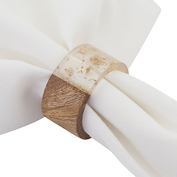 slide 2 of 4, Saro Lifestyle Wood Resin Napkin Rings - Gold, 4 ct