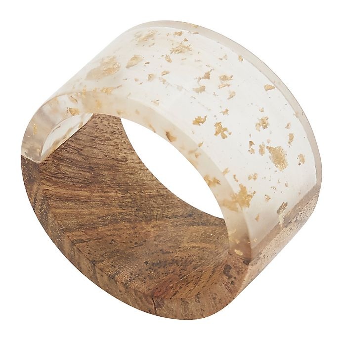 slide 3 of 4, Saro Lifestyle Wood Resin Napkin Rings - Gold, 4 ct