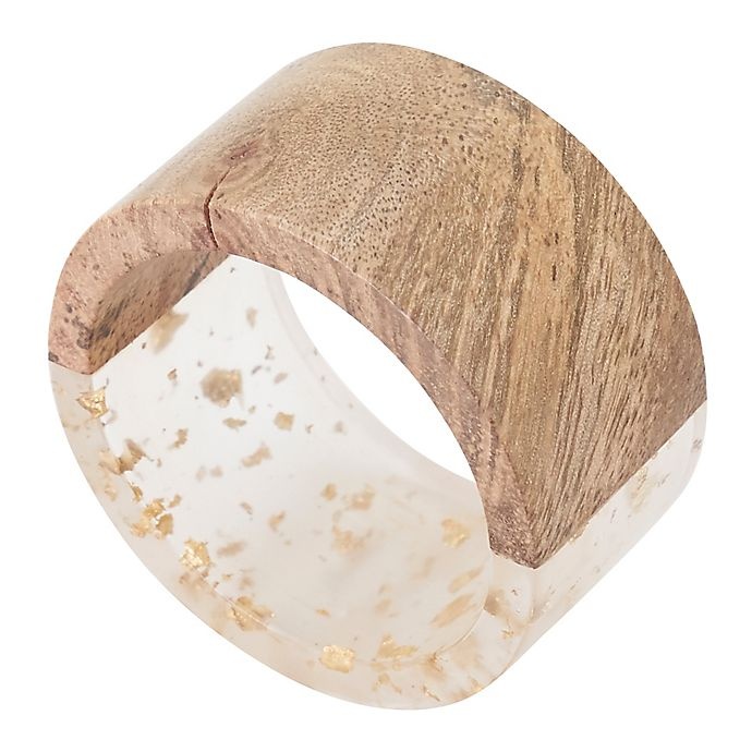 slide 4 of 4, Saro Lifestyle Wood Resin Napkin Rings - Gold, 4 ct