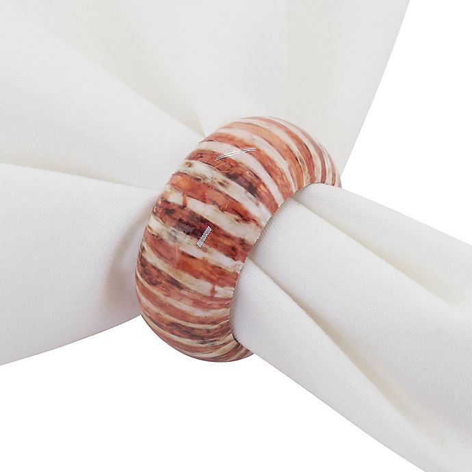 slide 2 of 3, Saro Lifestyle Striped Napkin Rings - Rust, 4 ct