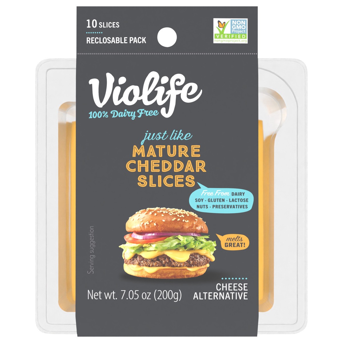 slide 1 of 11, Violife Just like Mature Cheddar Slices, Dairy Free Vegan, 7.05 oz Plastic Pack, 7.05 oz