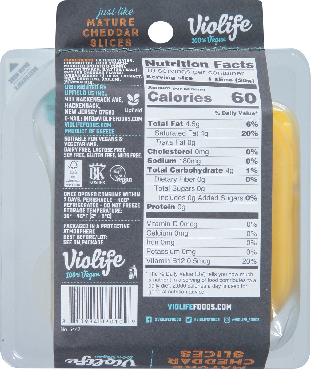 slide 10 of 11, Violife Just like Mature Cheddar Slices, Dairy Free Vegan, 7.05 oz Plastic Pack, 7.05 oz