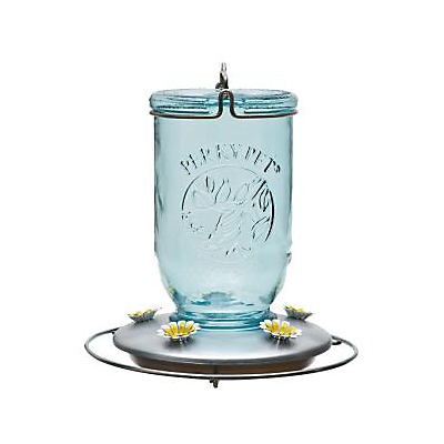 slide 1 of 1, 8" Glass Blue Mason Jar Hummingbird Feeder - Blue - Perky-Pet, 32 oz