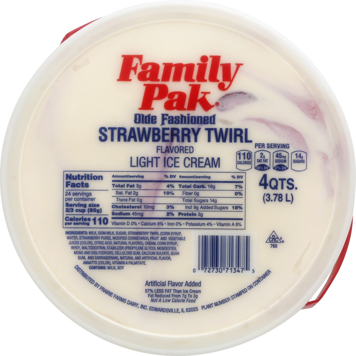 slide 6 of 13, Family Pak Olde Fashioned Strawberry Twirl Light Ice Cream 4 qt, 4 qt