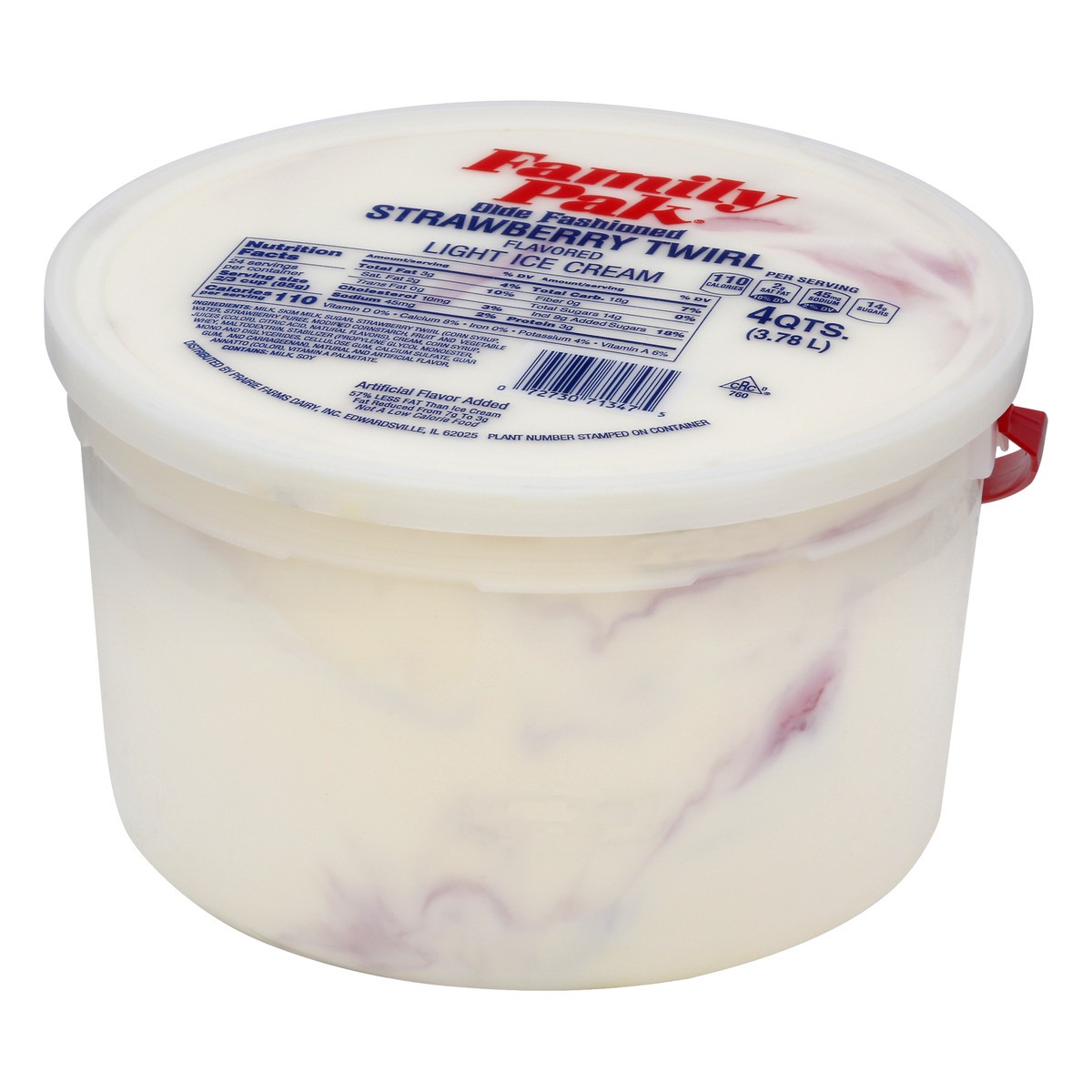 slide 9 of 13, Family Pak Olde Fashioned Strawberry Twirl Light Ice Cream 4 qt, 4 qt