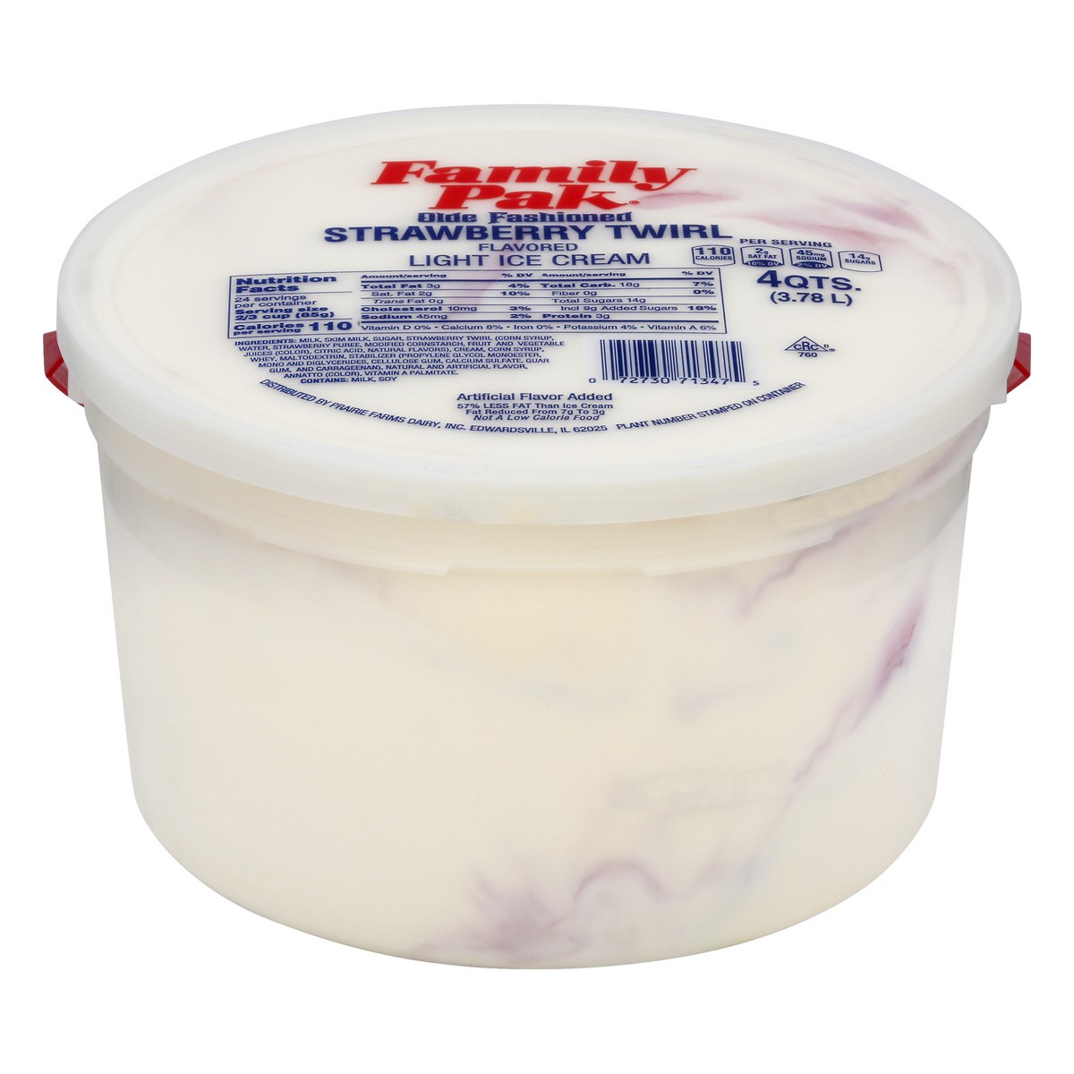 slide 8 of 13, Family Pak Olde Fashioned Strawberry Twirl Light Ice Cream 4 qt, 4 qt