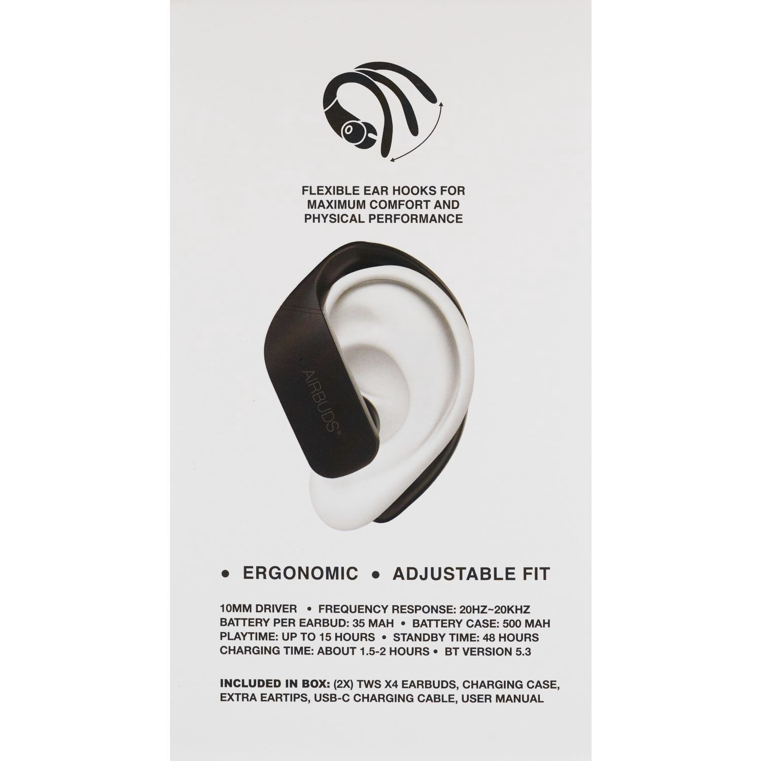 slide 3 of 5, Airbuds True Wireless Sport, Black, 1 ct