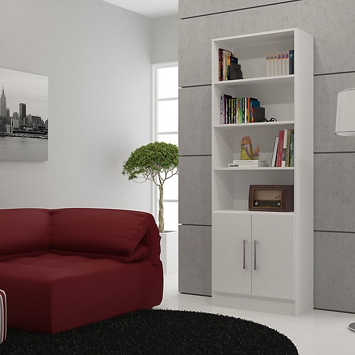 slide 3 of 3, Manhattan Comfort Catarina Cabinet Bookcase - White, 1 ct