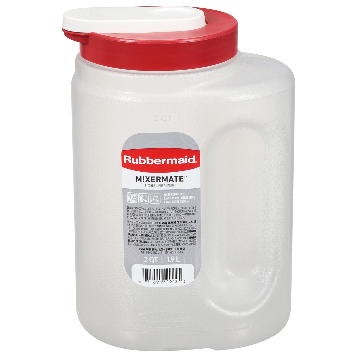 slide 1 of 10, Rubbermaid Mixermate Leak-Resistant Pitcher, 2 qt