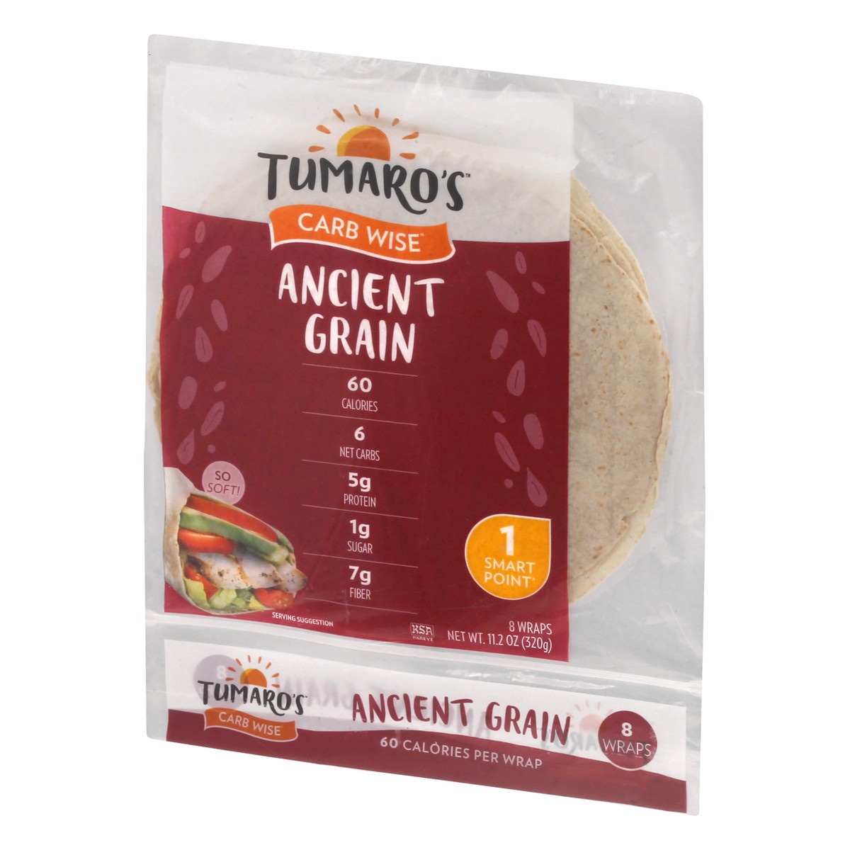 slide 10 of 11, Tumaro's Ancient Grain Wrap Low Carb, 11.2 oz