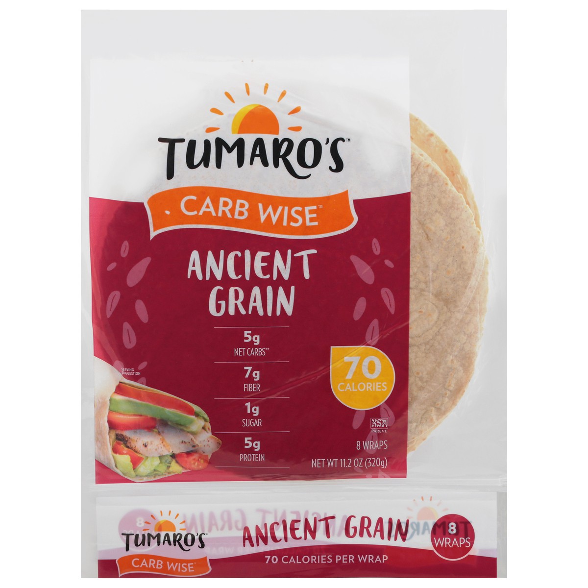 slide 1 of 11, Tumaro's Ancient Grain Wrap Low Carb, 11.2 oz