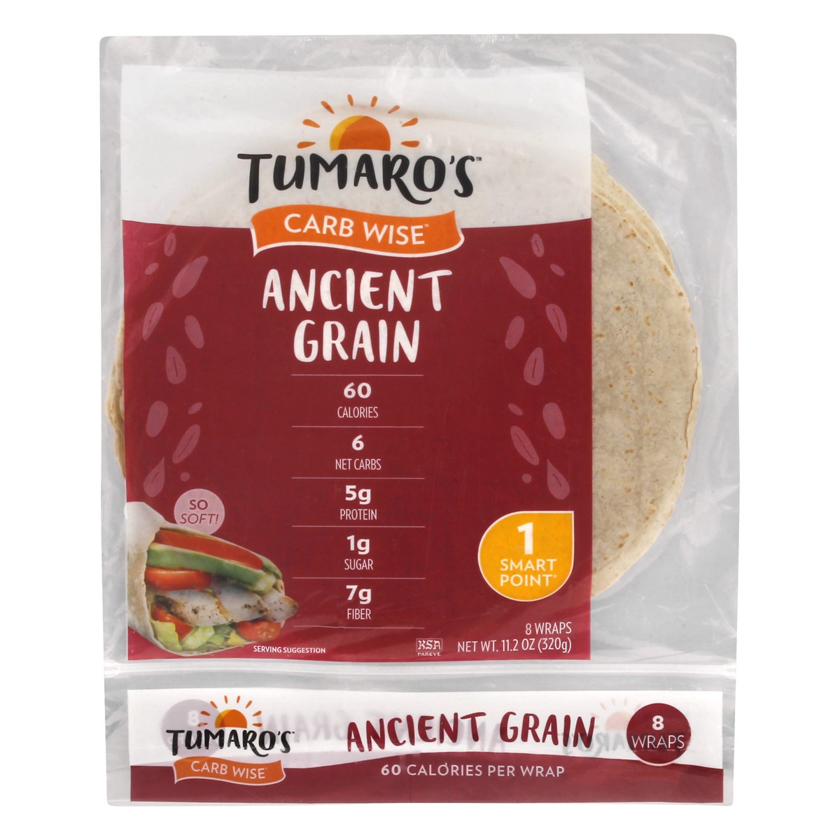 slide 4 of 11, Tumaro's Ancient Grain Wrap Low Carb, 11.2 oz