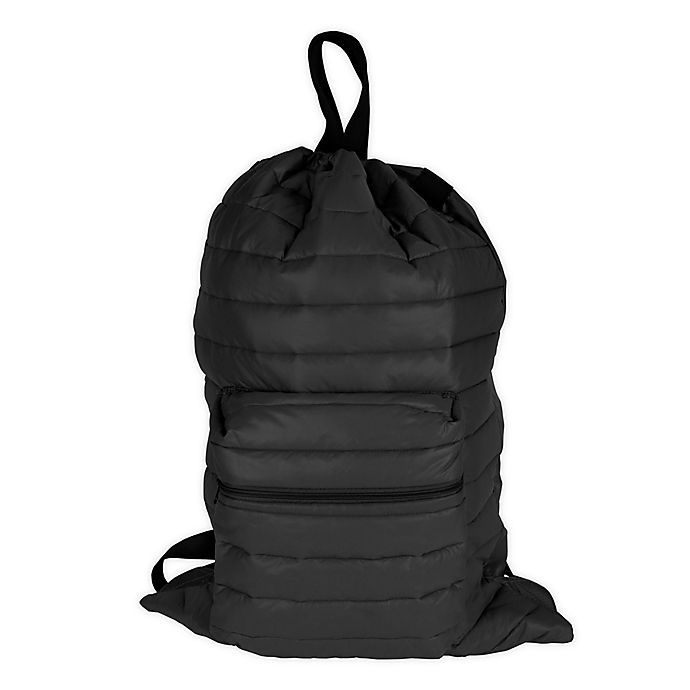 slide 1 of 5, Clevermade Puffer Backpack Laundry Bag - Black, 1 ct