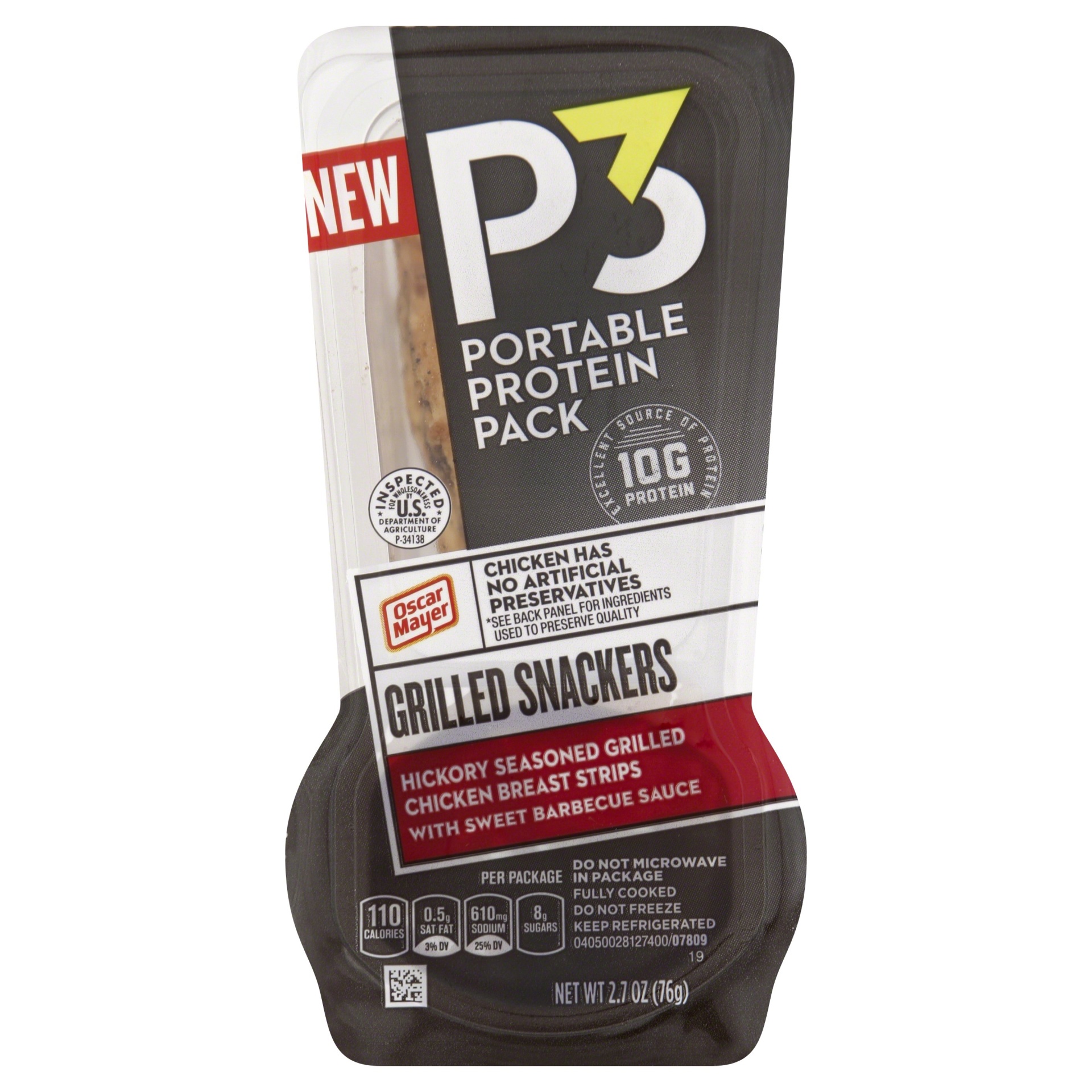 slide 1 of 1, P3 Grill Snackers Chicken Strips with Sweet Barbecue Sauce Portable Protein Pack, 2.7 oz