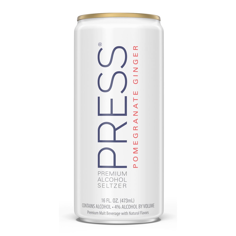 slide 1 of 1, PRESS Premium Hard Seltzer Pomegranate Ginger Malt Beverage, 16 fl oz Can, 4.0% ABV, 16 fl oz