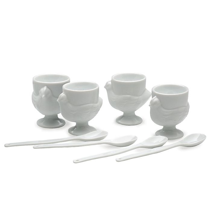 slide 1 of 1, RSVP Porcelain Egg Cups Serving Set with Spoons, 1 ct