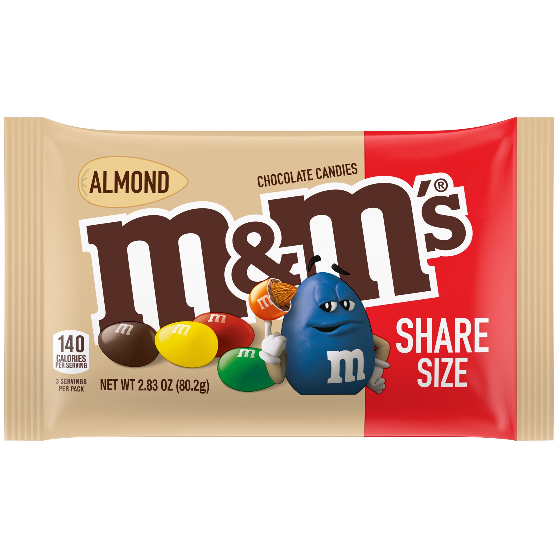 slide 1 of 8, M&M's Almond Milk Chocolate Candy, Sharing Size, 2.83 oz Bag, 2.83 oz