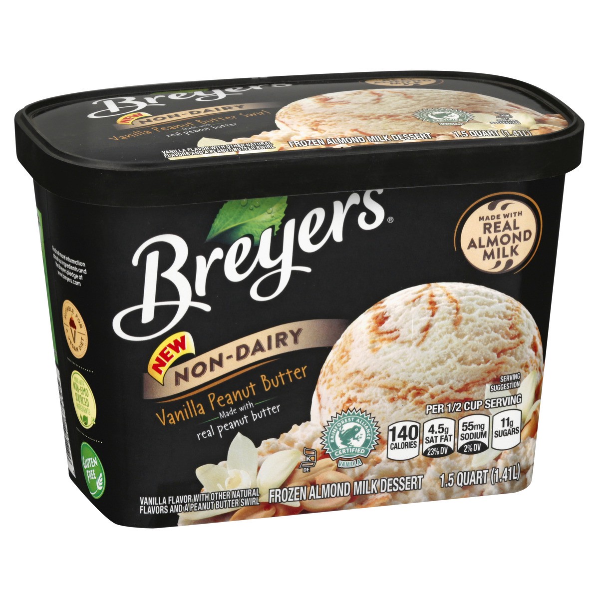 slide 8 of 10, Breyers Non-Dairy Almond Milk Frozen Dessert Vanilla Peanut Butter, 48 oz, 48 oz