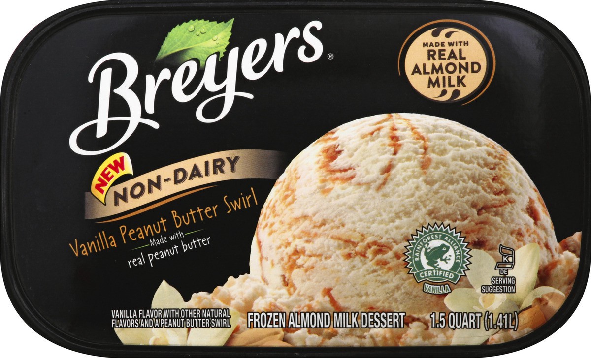 slide 3 of 10, Breyers Non-Dairy Almond Milk Frozen Dessert Vanilla Peanut Butter, 48 oz, 48 oz