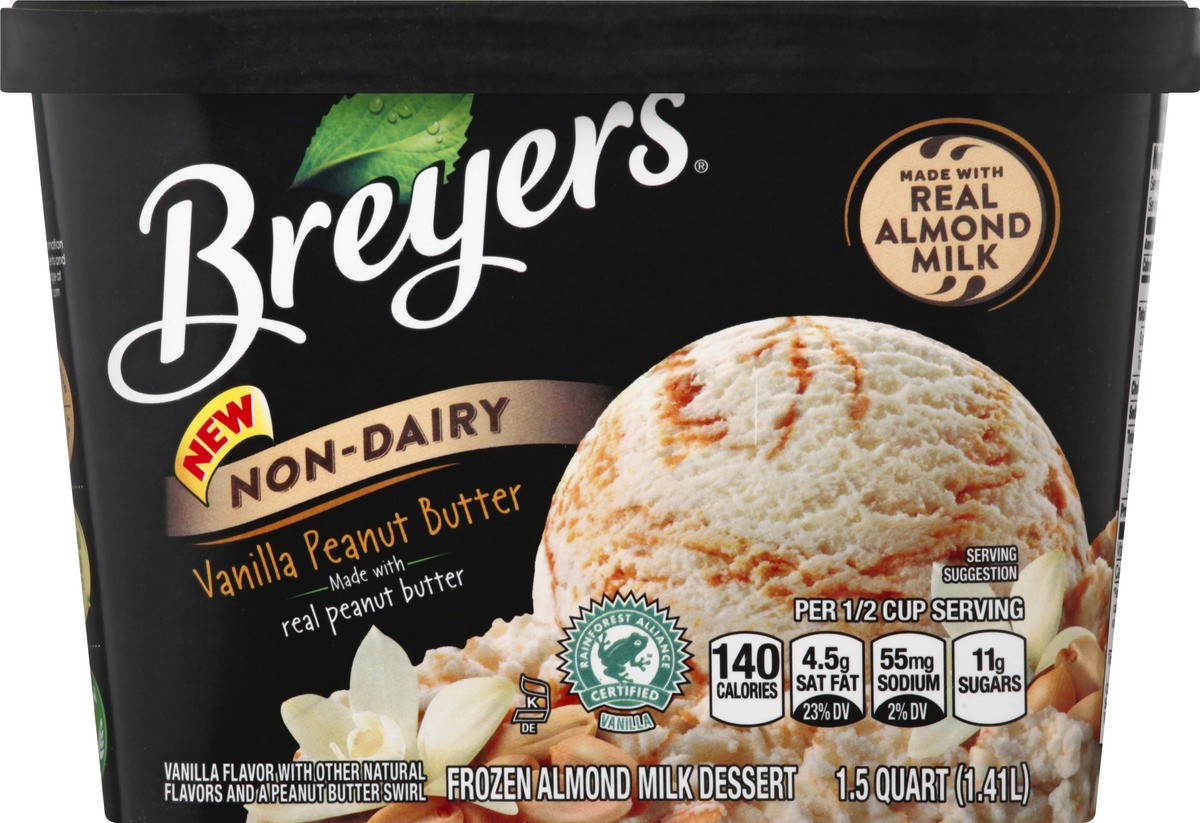 slide 4 of 10, Breyers Non-Dairy Almond Milk Frozen Dessert Vanilla Peanut Butter, 48 oz, 48 oz