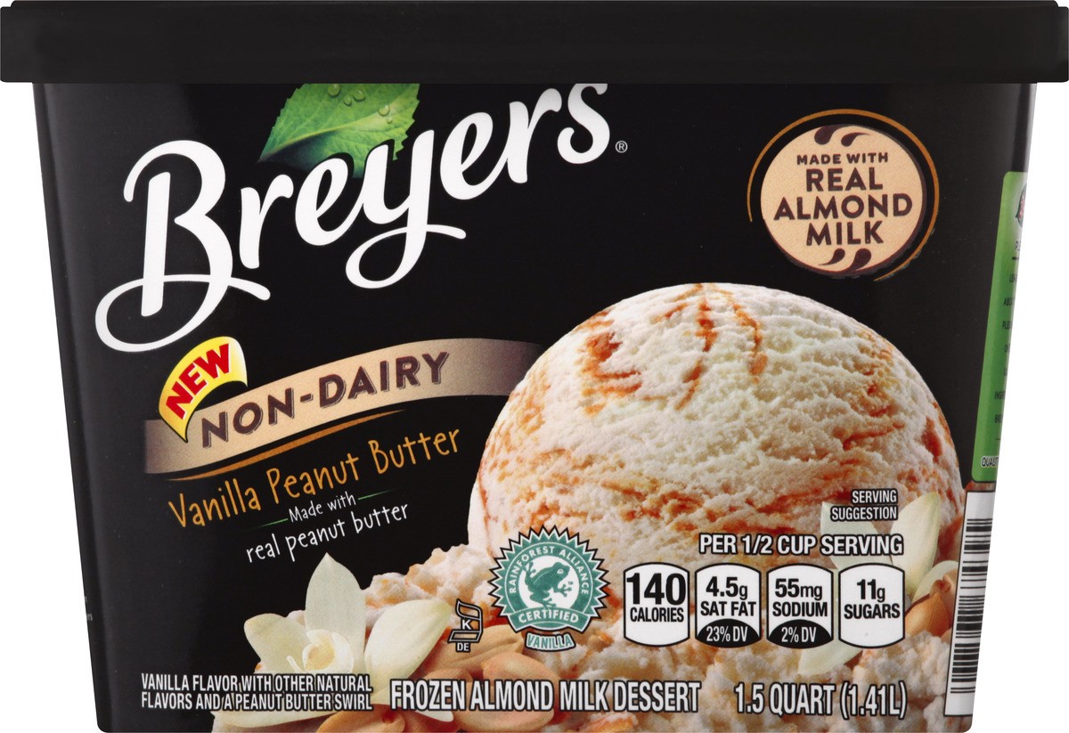 slide 5 of 10, Breyers Non-Dairy Almond Milk Frozen Dessert Vanilla Peanut Butter, 48 oz, 48 oz