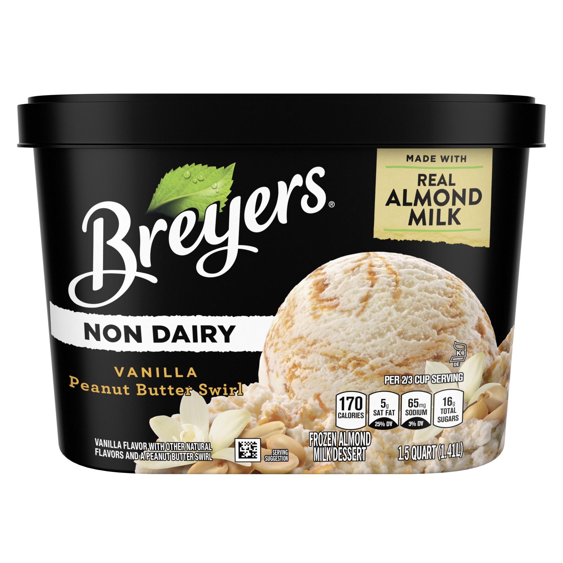 slide 1 of 10, Breyers Non-Dairy Almond Milk Frozen Dessert Vanilla Peanut Butter, 48 oz, 48 oz