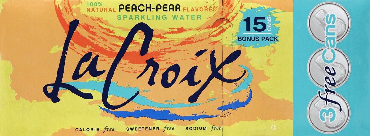 slide 5 of 6, La Croix Peach Pear Water 15Pk, 180 fl oz
