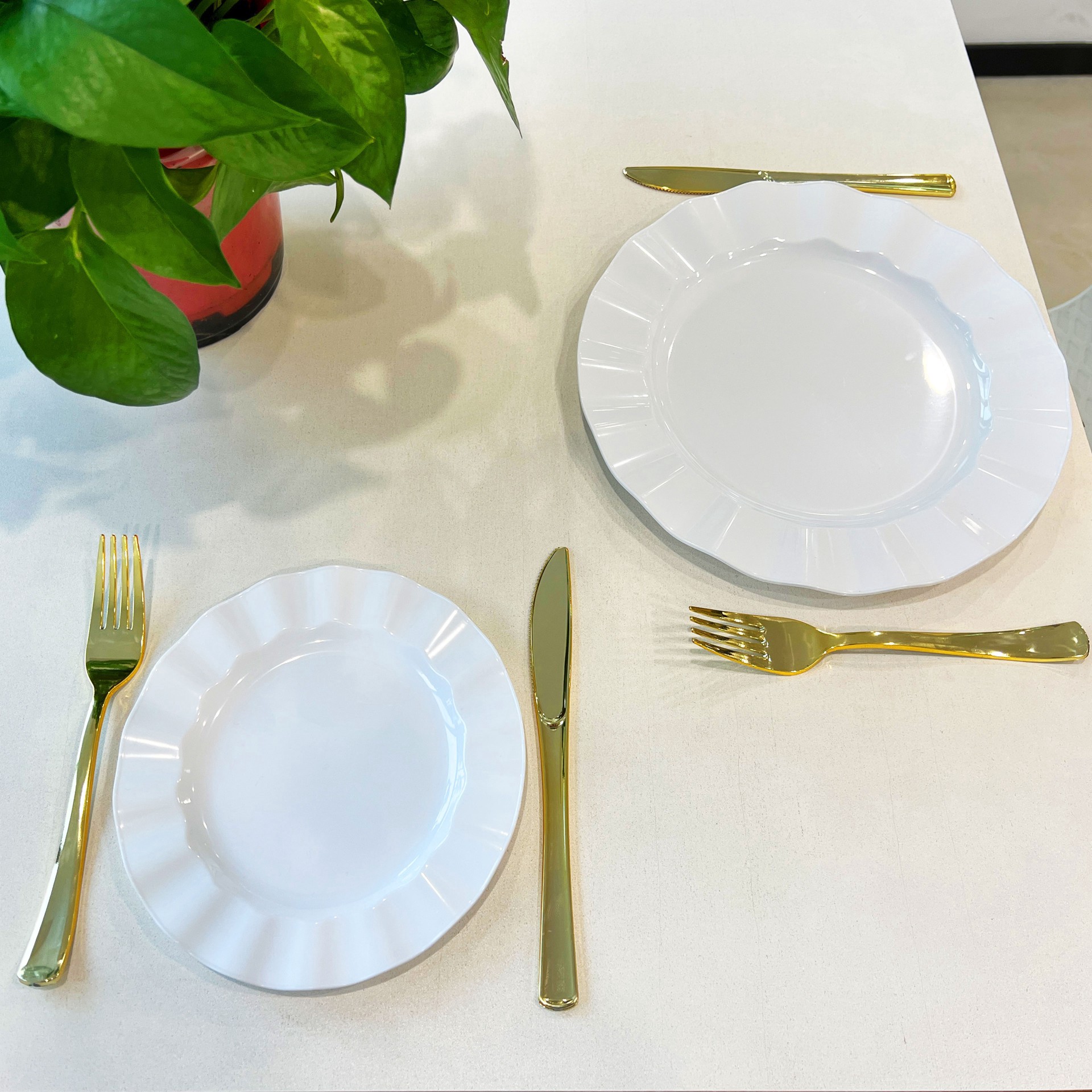 slide 2 of 2, 7" & 10" Wavy Rim Plastic Plates, 40ct. By Celebrate It, 40 ct