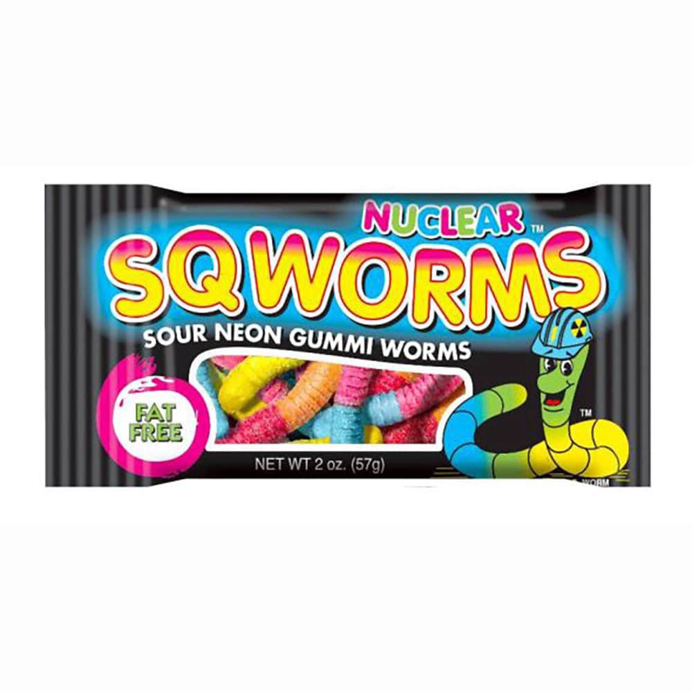 slide 1 of 1, Nuclear Sqworms Sour Neon Gummi Worms 2 oz, 2 oz