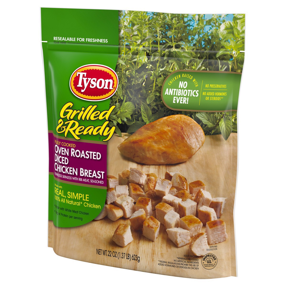 slide 6 of 6, Tyson Grilled & Ready Fully Cooked Oven Roasted Diced Chicken Breast, 22 oz. (Frozen), 22 oz