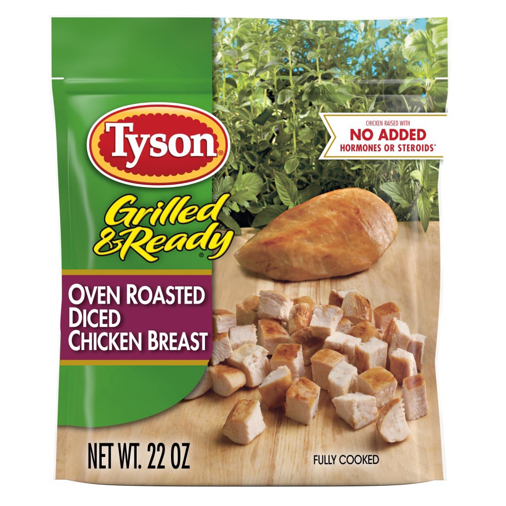 slide 1 of 6, Tyson Grilled & Ready Fully Cooked Oven Roasted Diced Chicken Breast, 22 oz. (Frozen), 22 oz