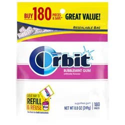 ORBIT Bubblemint Sugar Free Chewing Gum, Value Pack, 180 ct Bag