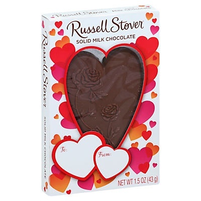 slide 1 of 1, Russell Stover Solid Milk Chocolate Flatback Heart, 1.5 oz