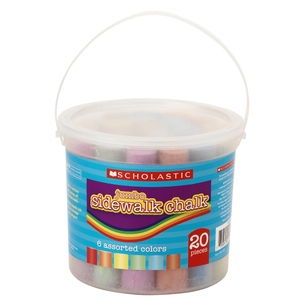 slide 1 of 2, Scholastic Jumbo Sidewalk Chalk, Assorted Colors, Tub Of 20 Sticks, 1 ct