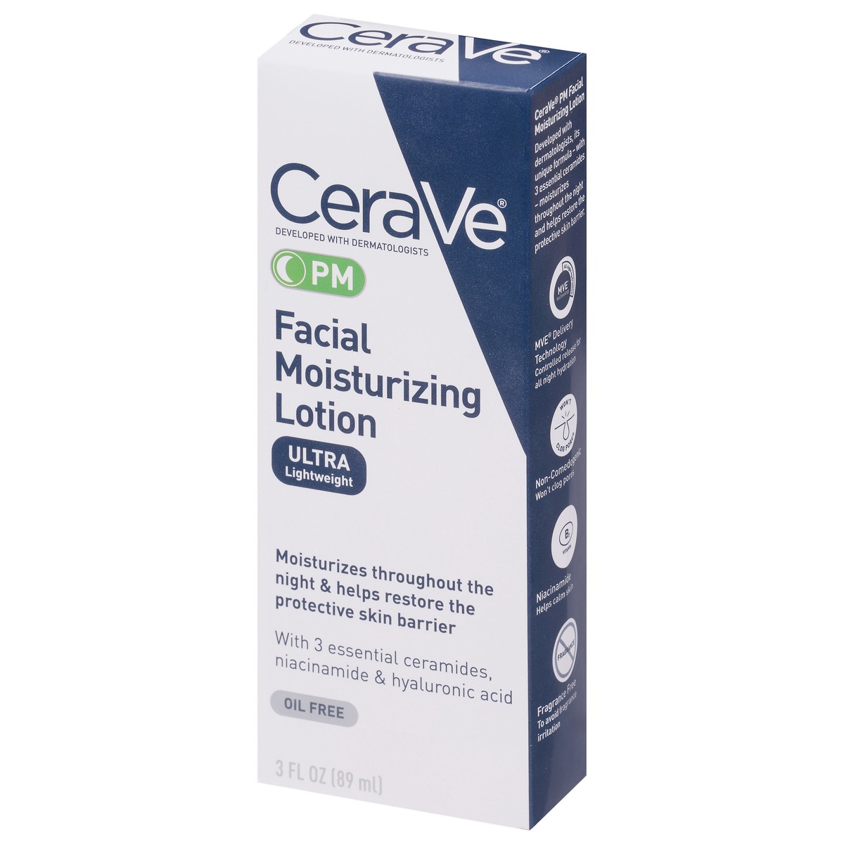 slide 4 of 10, CeraVe PM Oil Free Ultra Lightweight Facial Moisturizing Lotion 3 fl oz, 3 fl oz
