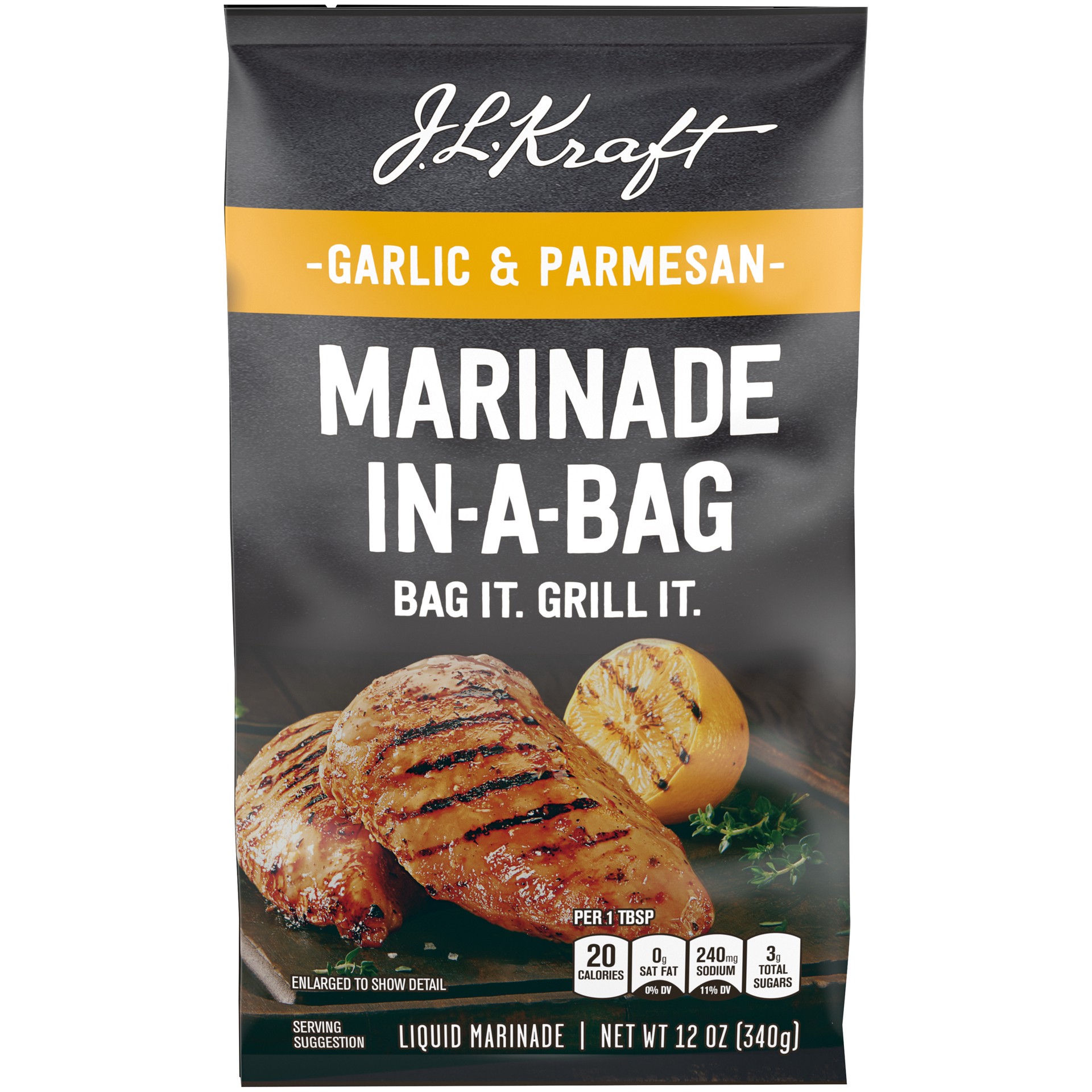 slide 1 of 9, J.L. Kraft Marinade In-A-Bag Garlic & Parmesan Liquid Marinade, 12 oz Bag, 12 oz