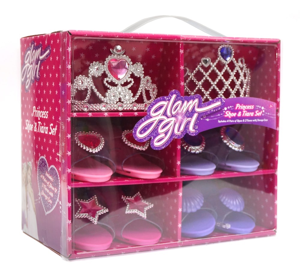 slide 1 of 1, Glam Girl Princess Shoe & Tiara Set 6 Pack, 6 ct