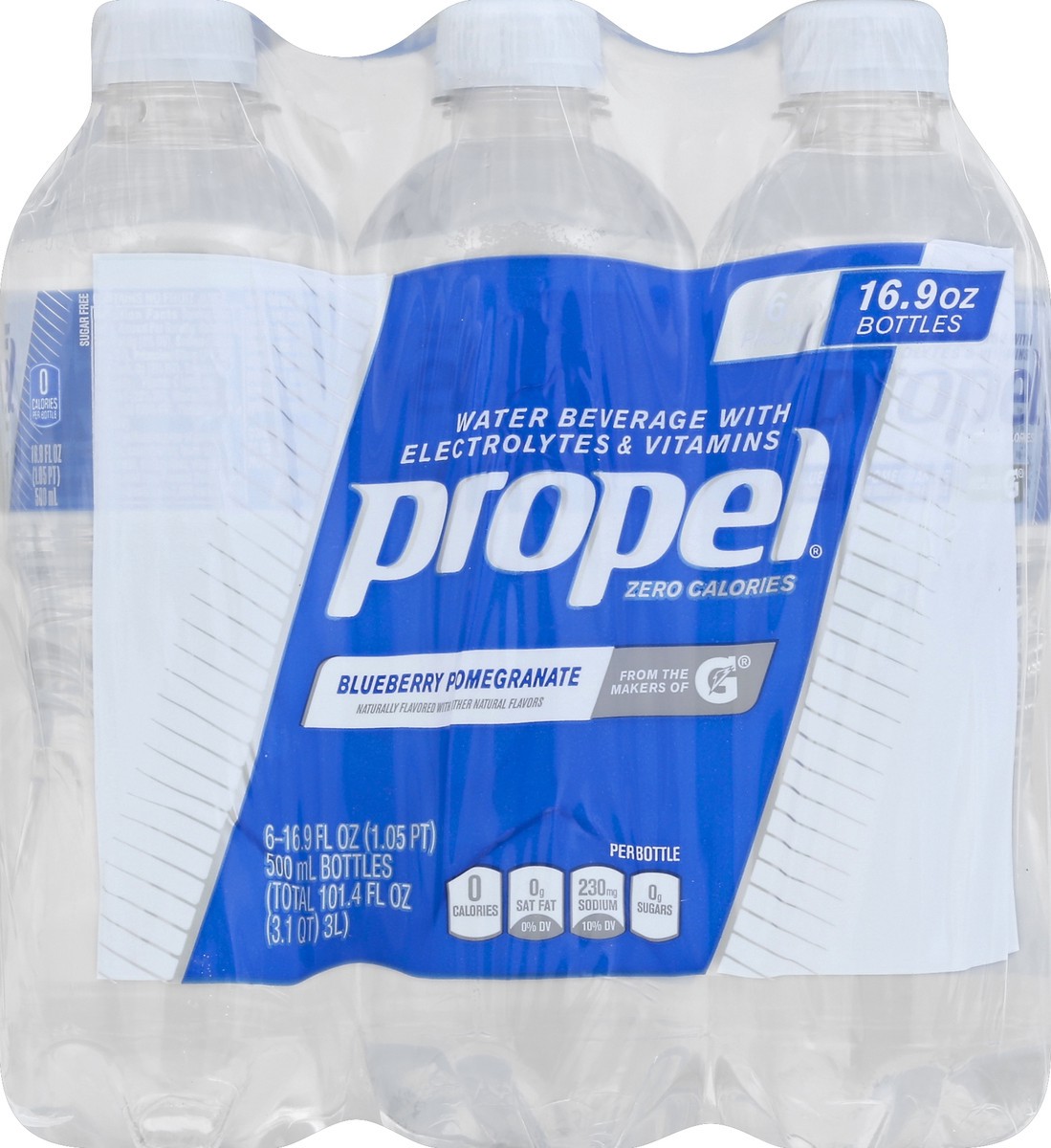 slide 5 of 6, Propel Zero Calories Blueberry Pomegranate Flavored Water (6-16.9 Fluid Ounce) 101.4 Fluid Ounce 6 Pack Plastic Bottles, 101.4 oz