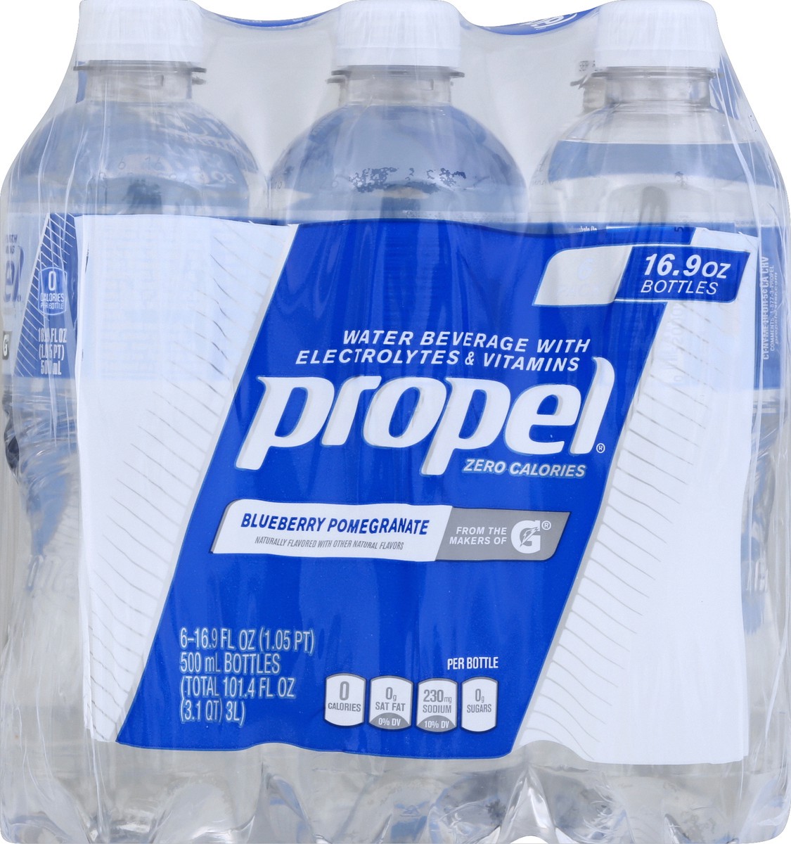 slide 3 of 6, Propel Zero Calories Blueberry Pomegranate Flavored Water (6-16.9 Fluid Ounce) 101.4 Fluid Ounce 6 Pack Plastic Bottles, 101.4 oz