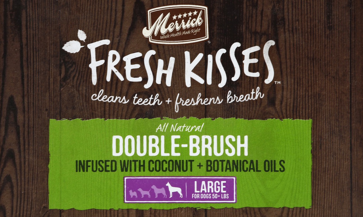 slide 3 of 4, Merrick Fresh Kisses Natural Dental Chews Infused With Coconut And Botanical Oils For Large Dogs Over 50 Lbs, 27 oz